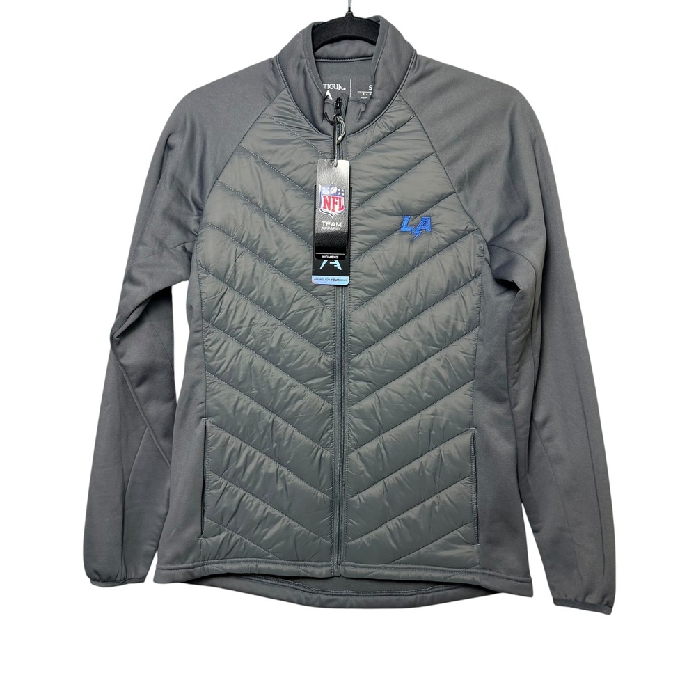 Antigua NFL Los Angeles Chargers Womens Gray Quilted Hybrid Full Zip Jacket S